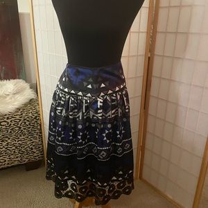 Nicole | Geometric Royal Blue and Black Base Skirt | Size 4